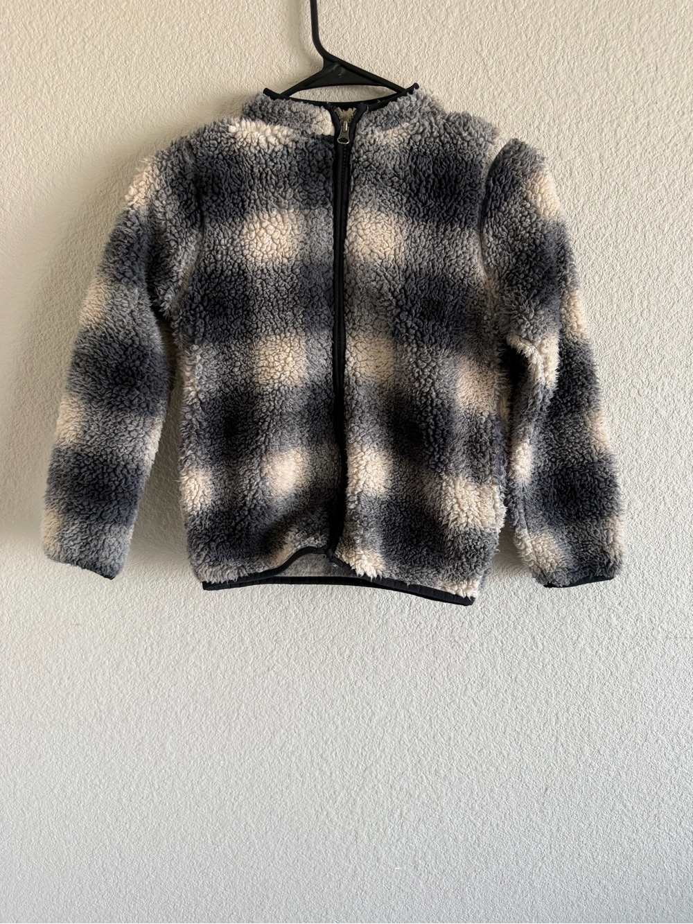 Place Black & Cream Check Sherpa Zip-Up Jacket